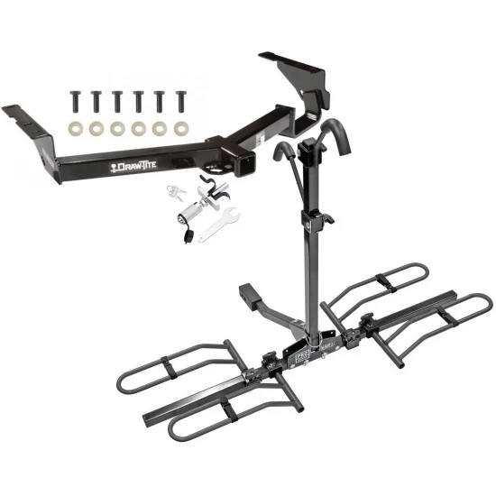 Trailer Tow Hitch For 08-13 Toyota Highlander Donut Spare Tire Only Platform Style 2 Bike Rack w/ Anti Rattle Hitch Lock