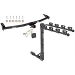 Trailer Tow Hitch w/ 4 Bike Rack For 01-06 Acura MDX 03-08 Honda Pilot tilt away adult or child arms fold down carrier w/ Lock and Cover