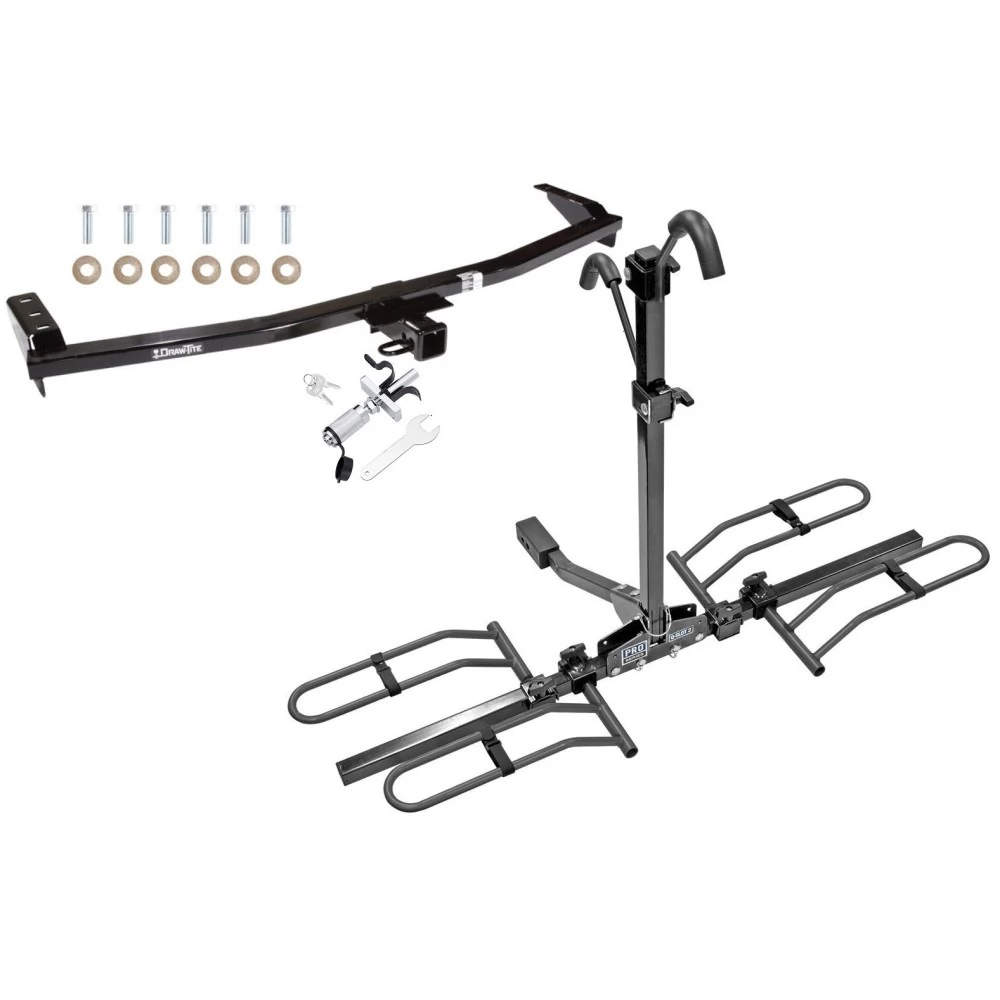 Trailer Tow Hitch For 01-06 Acura MDX 03-08 Honda Pilot Platform Style 2 Bike Rack w/ Anti Rattle Hitch Lock