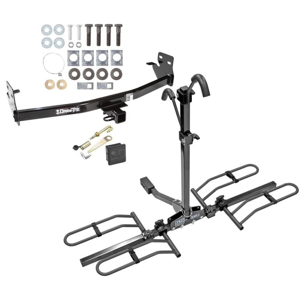 Trailer Tow Hitch For 04-12 Chevy Colorado GMC Canyon 06-08 Isuzu I-Series Pickup Platform Style 2 Bike Rack w/ Anti Rattle Hitch Lock