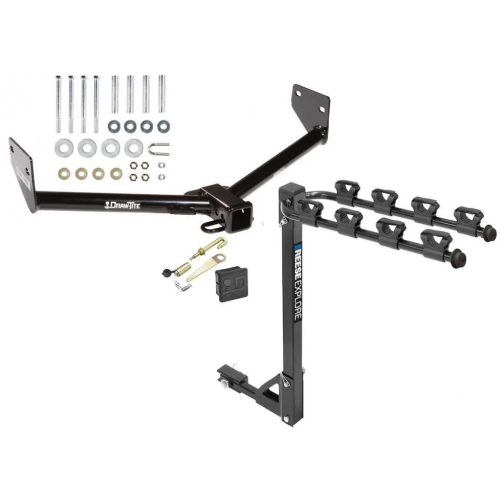 Trailer Tow Hitch w/ 4 Bike Rack For 03-11 Honda Element All Models tilt away adult or child arms fold down carrier w/ Lock and Cover