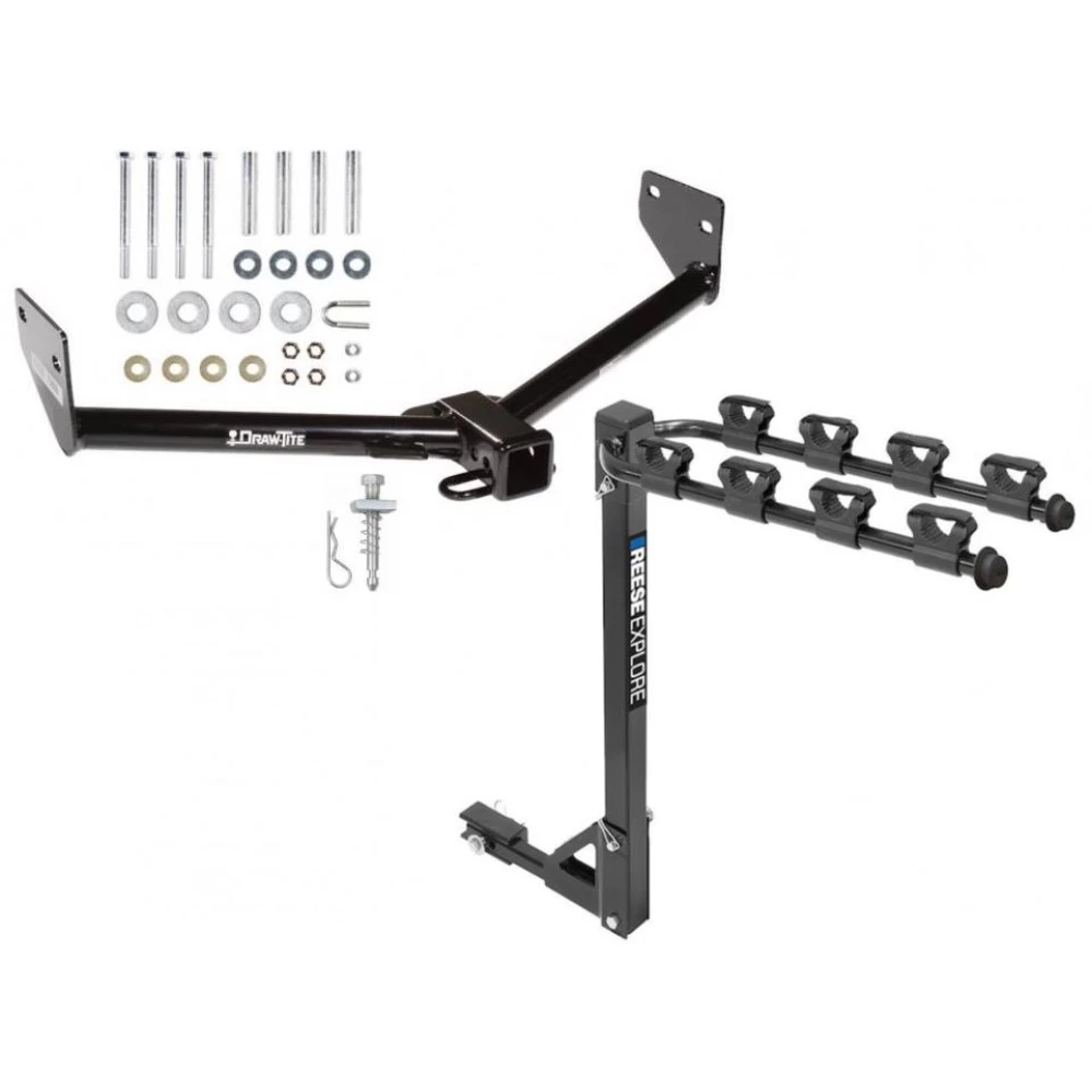 Trailer Tow Hitch w/ 4 Bike Rack For 03-11 Honda Element All Models tilt away adult or child arms fold down carrier