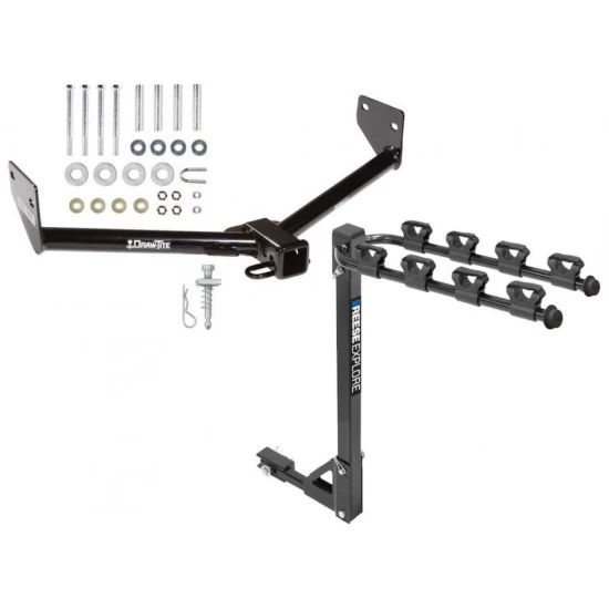 Trailer Tow Hitch w/ 4 Bike Rack For 03-11 Honda Element All Models tilt away adult or child arms fold down carrier