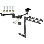Trailer Tow Hitch w/ 4 Bike Rack For 09-20 Ford Flex 10-19 Lincoln MKT tilt away adult or child arms fold down carrier w/ Lock and Cover