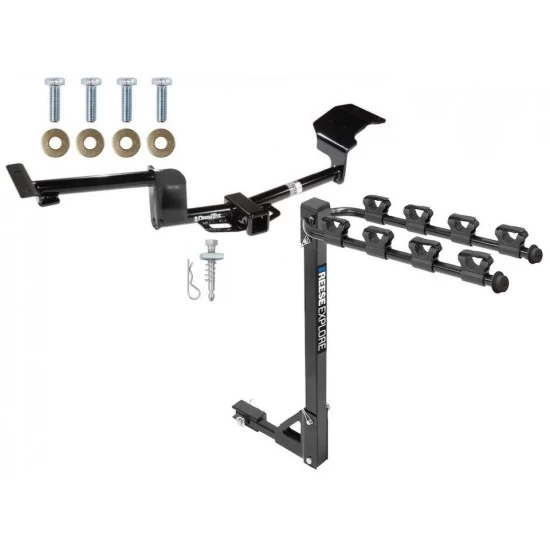 Trailer Tow Hitch w/ 4 Bike Rack For 09-20 Ford Flex 10-19 Lincoln MKT tilt away adult or child arms fold down carrier