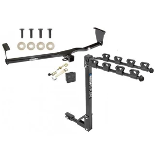 Trailer Tow Hitch w/ 4 Bike Rack For 10-12 Hyundai Santa Fe 11-13 KIA Sorento tilt away adult or child arms fold down carrier w/ Lock and Cover