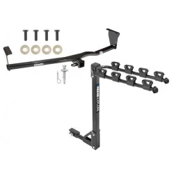 Trailer Tow Hitch w/ 4 Bike Rack For 10-12 Hyundai Santa Fe 11-13 KIA Sorento tilt away adult or child arms fold down carrier