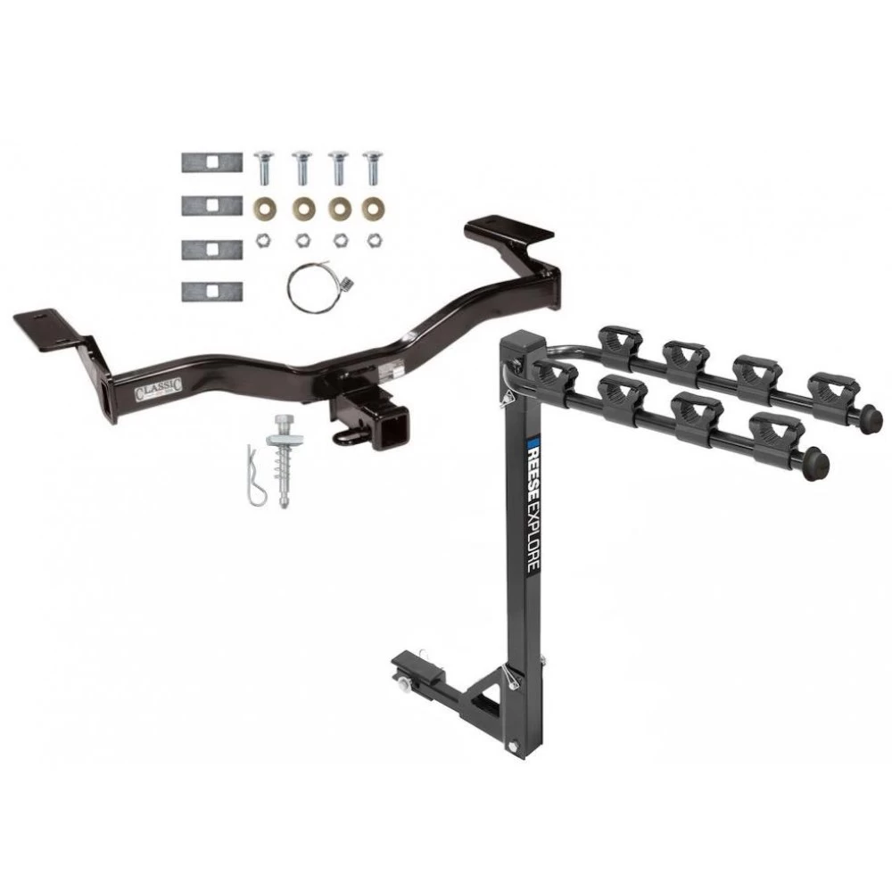 Trailer Tow Hitch w/ 4 Bike Rack For 09-10 Ford Edge Sport tilt away adult or child arms fold down carrier