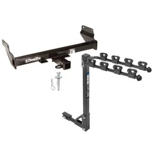 Trailer Tow Hitch w/ 4 Bike Rack For 11-21 Jeep Grand Cherokee Except EcoDiesel 2022 WK tilt away adult or child arms fold down carrier