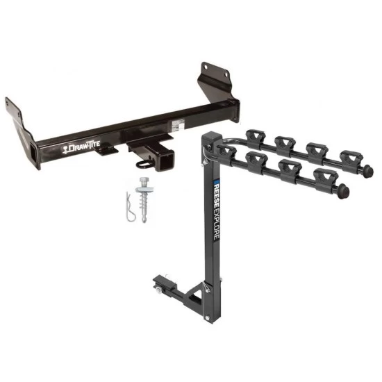 Trailer Tow Hitch w/ 4 Bike Rack For 11-21 Jeep Grand Cherokee Except EcoDiesel 2022 WK tilt away adult or child arms fold down carrier