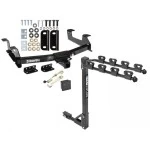 Trailer Tow Hitch w/ 4 Bike Rack For 11-14 Chevy Silverado GMC Sierra 2500 3500 HD tilt away adult or child arms fold down carrier w/ Lock and Cover