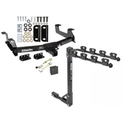 Trailer Tow Hitch w/ 4 Bike Rack For 11-14 Chevy Silverado GMC Sierra 2500 3500 HD tilt away adult or child arms fold down carrier w/ Lock and Cover