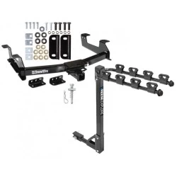 Trailer Tow Hitch w/ 4 Bike Rack For 11-14 Chevy Silverado GMC Sierra 2500 3500 HD tilt away adult or child arms fold down carrier