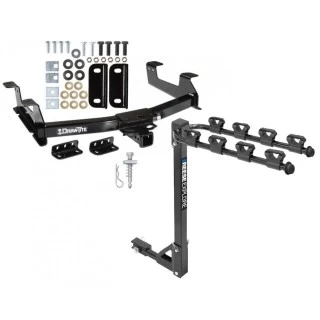 Trailer Tow Hitch w/ 4 Bike Rack For 11-14 Chevy Silverado GMC Sierra 2500 3500 HD tilt away adult or child arms fold down carrier