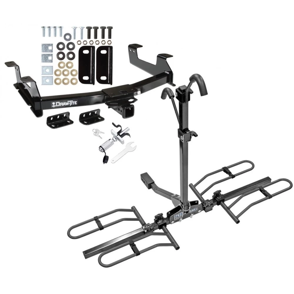 Trailer Tow Hitch For 11-14 Chevy Silverado GMC Sierra 2500 3500 HD Platform Style 2 Bike Rack w/ Anti Rattle Hitch Lock
