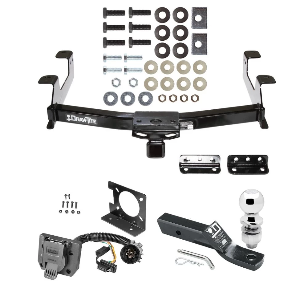 Trailer Hitch Package w/ Wiring For 11-14 Chevrolet Silverado GMC Sierra 2500 HD 3500 HD w/ 2" Ball 2" Drop Mount 7-Way Pin Blade RV Class 4