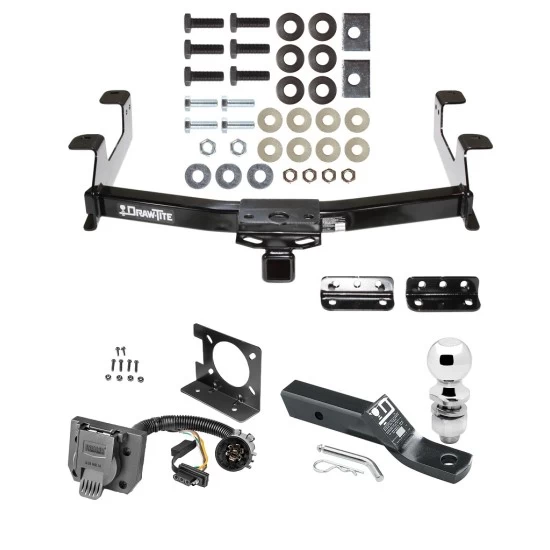 Trailer Hitch Package w/ Wiring For 11-14 Chevrolet Silverado GMC Sierra 2500 HD 3500 HD w/ 2" Ball 2" Drop Mount 7-Way Pin Blade RV Class 4