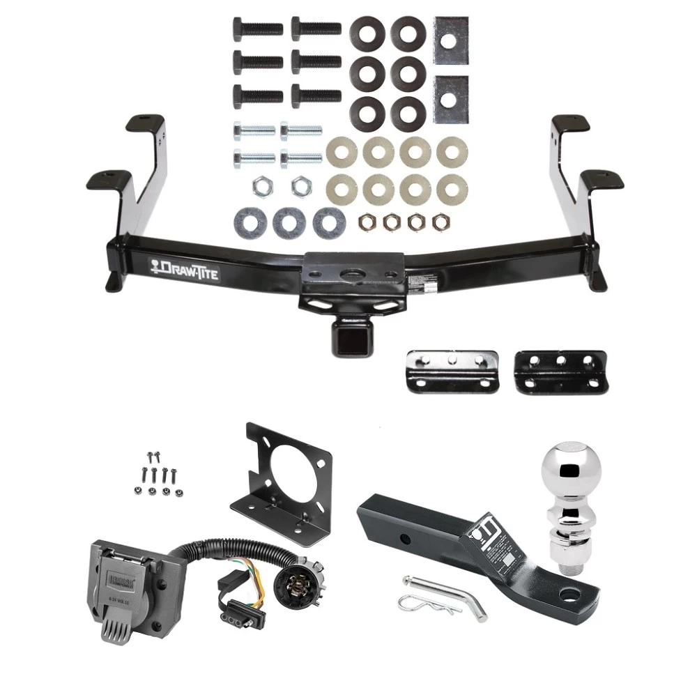 Trailer Hitch Package w/ Wiring For 11-14 Chevrolet Silverado GMC Sierra 2500 HD 3500 HD w/ 2-5/16" Ball 2" Drop Mount 7-Way Pin Blade RV Class 4