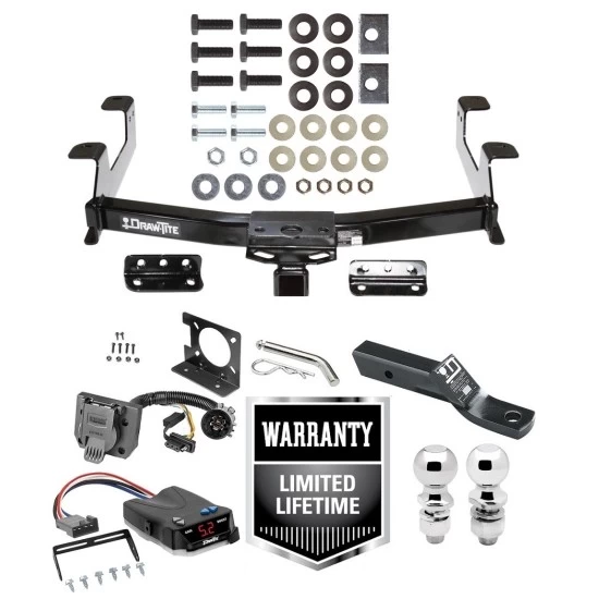 Trailer Hitch w/ Brake Control For 11-14 Chevrolet Silverado GMC Sierra 2500 HD 3500 HD w/ 2" Ball 2" Drop Mount 7-Way Pin Blade RV