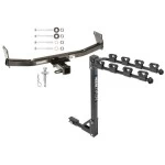 Trailer Tow Hitch w/ 4 Bike Rack For 07-17 Jeep Compass Patriot tilt away adult or child arms fold down carrier