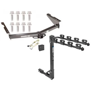 Trailer Tow Hitch w/ 4 Bike Rack For 12-21 Nissan NV2500 NV3500 13-21 NV1500 tilt away adult or child arms fold down carrier w/ Lock and Cover