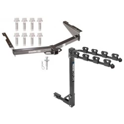 Trailer Tow Hitch w/ 4 Bike Rack For 12-21 Nissan NV2500 NV3500 13-21 NV1500 tilt away adult or child arms fold down carrier