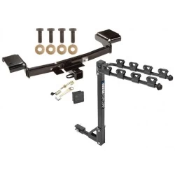 Trailer Tow Hitch w/ 4 Bike Rack For 10-15 Hyundai Tucson 11-16 KIA Sportage tilt away adult or child arms fold down carrier w/ Lock and Cover