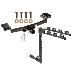 Trailer Tow Hitch w/ 4 Bike Rack For 10-15 Hyundai Tucson 11-16 KIA Sportage tilt away adult or child arms fold down carrier