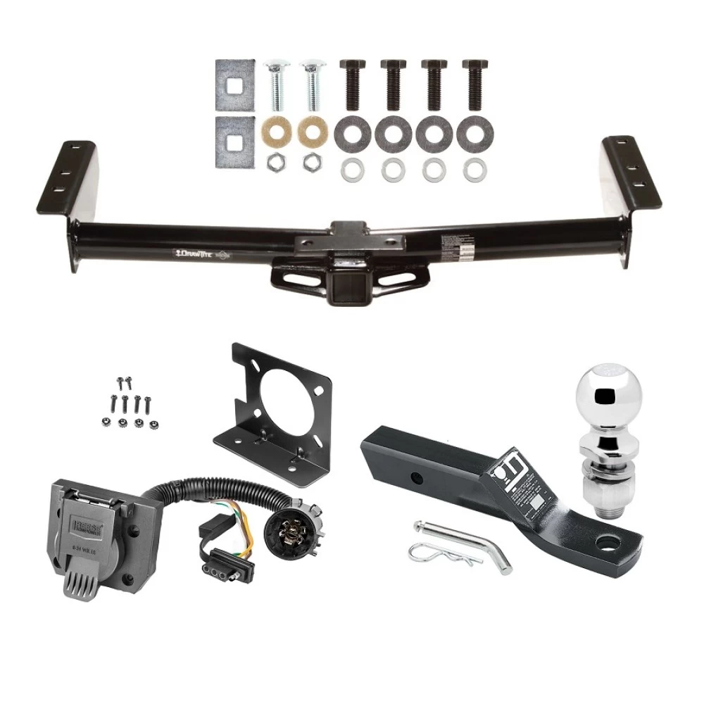 Trailer Hitch Package w/ Wiring For 00-06 Chevy Avalanche Suburban Tahoe GMC Yukon 2002 Cadillac Escalade EXT w/ Factory 7-Way w/ 2" Ball 2" Drop Mount Pin Blade RV Class 3