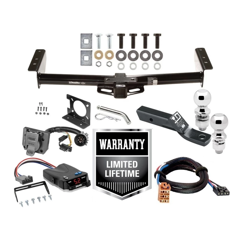 Trailer Hitch Brake Control Wiring For 00-06 Chevy Avalanche Suburban Tahoe GMC Yukon 02 Cadillac Escalade EXT w/ Dual 2" and 2- 5/16" Ball 2" Drop Mount 7-Way Pin Blade RV Controller