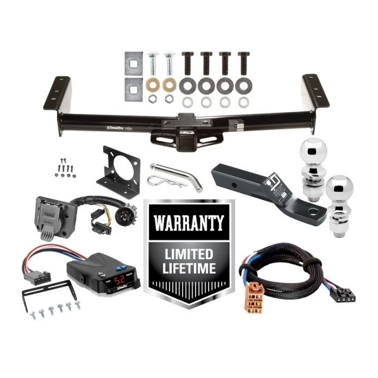 Trailer Hitch Brake Control Wiring For 00-06 Chevy Avalanche Suburban Tahoe GMC Yukon 02 Cadillac Escalade EXT w/ Dual 2" and 2- 5/16" Ball 2" Drop Mount 7-Way Pin Blade RV Controller