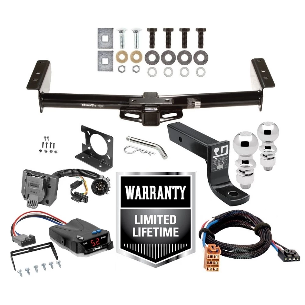 Trailer Hitch Brake Control Wiring For 03-06 Avalanche Suburban Tahoe Yukon XL w/ Dual 2" and 2- 5/16" Ball 2" Drop Mount 7-Way Pin Blade RV Controller 