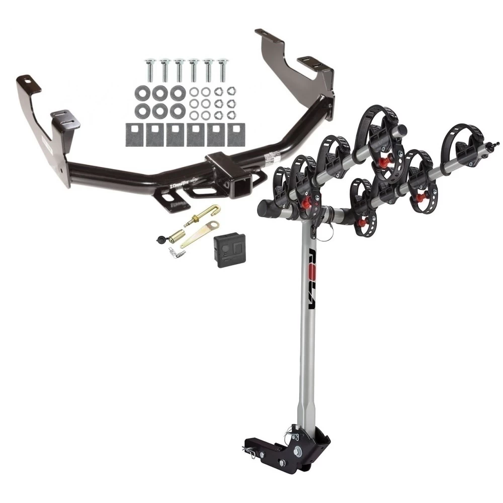 Trailer Tow Hitch For 97-03 Ford F-150 2004 Heritage 97-99 F-250 Light Duty 99-07 F-250 F-350 Super Duty 4 Bike Rack w/ Hitch Lock and Cover