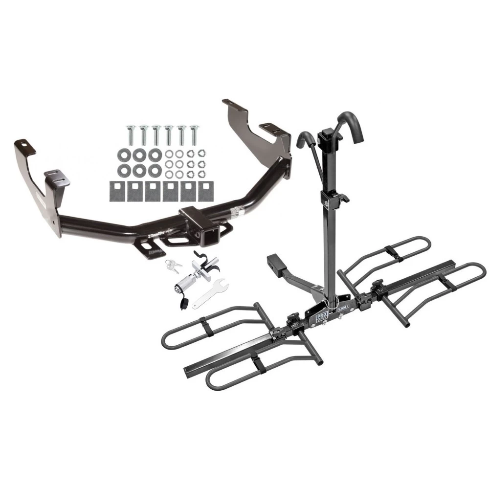 Trailer Tow Hitch For 97-03 Ford F-150 2004 Heritage 97-99 F-250 Light Duty 99-07 F-250 F-350 Super Duty Platform Style 2 Bike Rack w/ Anti Rattle Hitch Lock