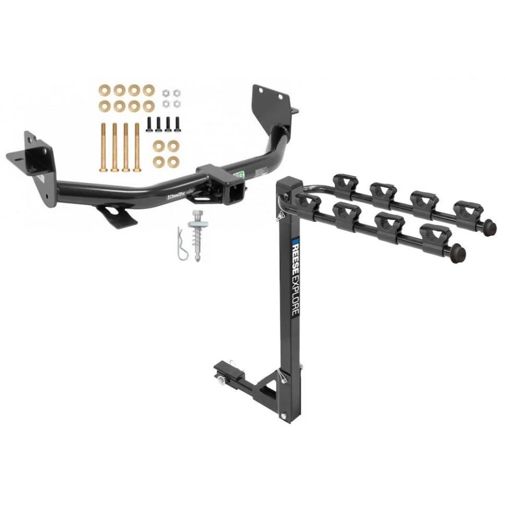 Trailer Tow Hitch w/ 4 Bike Rack For 13-18 Hyunda Santa Fe w/ 3rd Row Seats 2019 XL Only tilt away adult or child arms fold down carrier