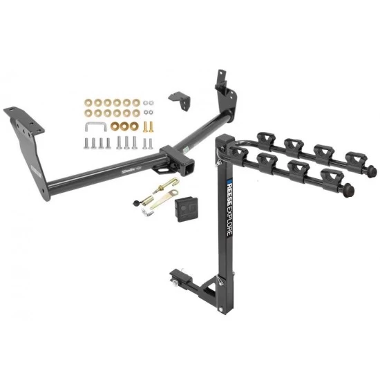 Trailer Tow Hitch w/ 4 Bike Rack For 09-12 INFINITI FX35 09-13 FX37 14-17 QX70 2013 FX37 tilt away adult or child arms fold down carrier w/ Lock and Cover
