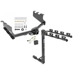 Trailer Tow Hitch w/ 4 Bike Rack For 14-18 Chevy Silverado GMC Sierra 1500 2019 LD Legacy tilt away adult or child arms fold down carrier w/ Lock and Cover