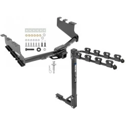 Trailer Tow Hitch w/ 4 Bike Rack For 14-18 Chevy Silverado GMC Sierra 1500 2019 LD Legacy tilt away adult or child arms fold down carrier