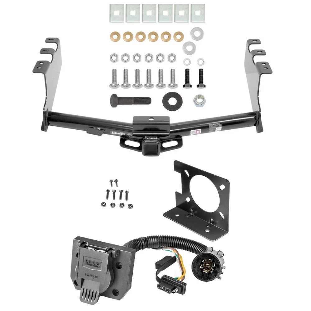 Class 4 Trailer Hitch w/ Wiring Kit For 14-18 Chevy Silverado GMC Sierra 1500 (2019 LD & Legacy) 7-Way Pin Blade RV 4-Flat Plug Harness Light w/ Bracket Round Tube