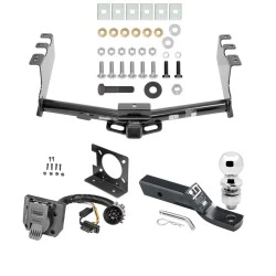 Trailer Hitch Package w/ Wiring For 14-18 Chevy Silverado GMC Sierra 1500 (2019 LD & Legacy) w/ 2" Ball 2" Drop Mount Pin Blade RV Class 4 Round Tube