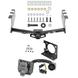 Class 4 Trailer Hitch w/ Wiring Kit For 14-18 Chevy Silverado GMC Sierra 1500 (2019 LD & Legacy) 7-Way Pin Blade RV 4-Flat Plug Harness Light w/ Bracket Round Tube