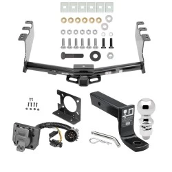 Trailer Hitch Package w/ Wiring For 14-18 Chevy Silverado GMC Sierra 1500 (2019 LD & Legacy) w/ 2-5/16" Ball 4" Drop Mount Pin Blade RV Class 4 Round Tube