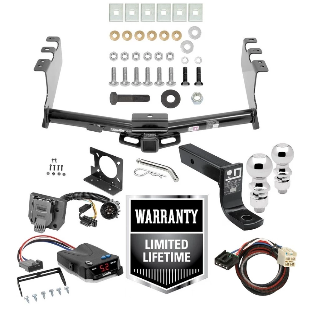 Trailer Hitch w/ Brake Control For 14-18 Chevy Silverado GMC Sierra 1500 (2019 LD & Legacy) w/ Plug Play Wiring 2- 5/16" Ball 4" Drop Mount 7-Way Pin Blade RV Controller
