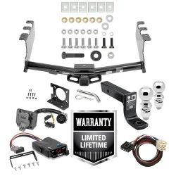 Trailer Hitch w/ Brake Control For 14-18 Chevy Silverado GMC Sierra 1500 (2019 LD & Legacy) w/ Plug Play Wiring 2- 5/16" Ball 4" Drop Mount 7-Way Pin Blade RV Controller