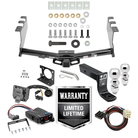 Trailer Hitch w/ Brake Control For 14-18 Chevy Silverado GMC Sierra 1500 (2019 LD & Legacy) w/ Plug Play Wiring 2- 5/16" Ball 4" Drop Mount 7-Way Pin Blade RV Controller