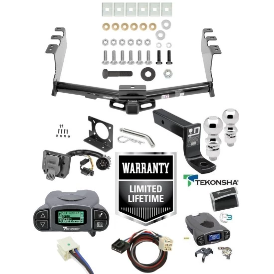 Trailer Hitch w/ Tekonsha Prodigy P3 Brake Control For 14-18 Chevy Silverado GMC Sierra 1500 (2019 LD & Legacy) w/ Plug Play Wiring 2- 5/16" Ball 4" Drop Mount 7-Way Pin Blade RV Controller
