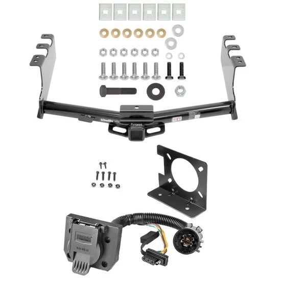 Class 4 Trailer Hitch w/ Wiring Kit For 14-18 Chevy Silverado GMC Sierra 1500 (2019 LD & Legacy) 7-Way Pin Blade RV 4-Flat Plug Harness Light w/ Bracket Round Tube