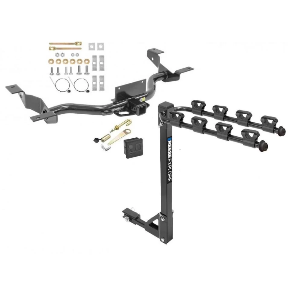 Trailer Tow Hitch w/ 4 Bike Rack For 14-27 Ram ProMaster 1500 2500 All Models 3500 Except EXT tilt away adult or child arms fold down carrier w/ Lock and Cover