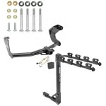 Trailer Tow Hitch w/ 4 Bike Rack For 14-20 Mitsubishi Outlander Except PHEV tilt away adult or child arms fold down carrier w/ Lock and Cover