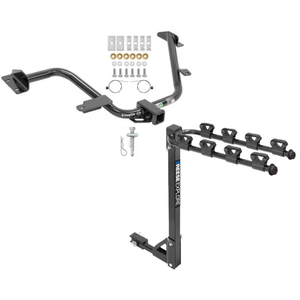 Trailer Tow Hitch w/ 4 Bike Rack For 15-18 Chevy City Express 13-22 Nissan NV200 tilt away adult or child arms fold down carrier